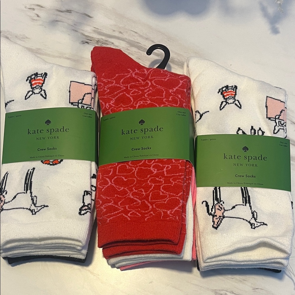 kate spade Red and White Crew Socks Set